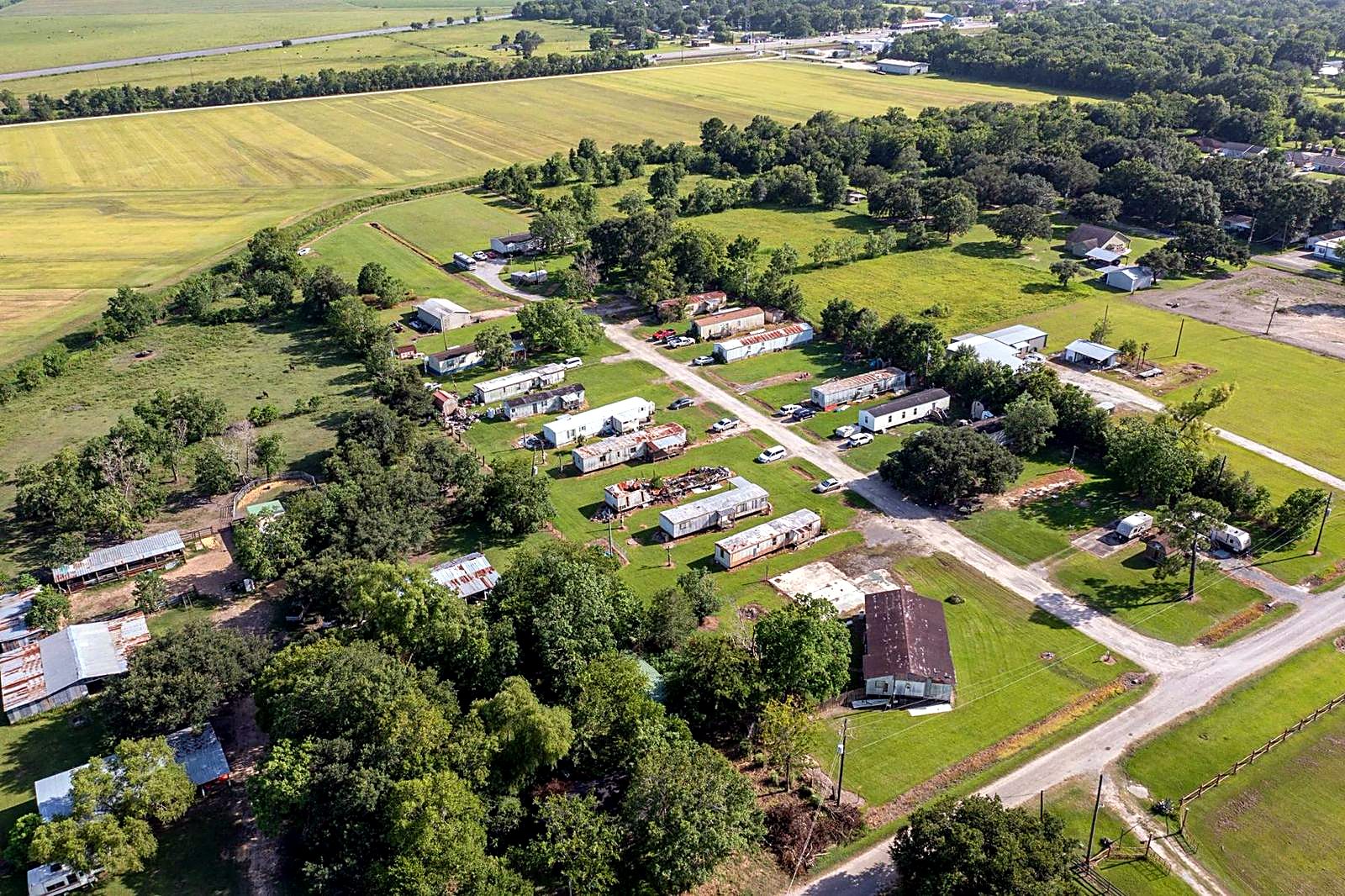 Aerial view of a Western Acres street